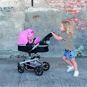 Коляска для кукол Bandits & Angels Angel 2-в-1 Розовая с розового цвета от 3 лет synthetic.ua - Фото 1