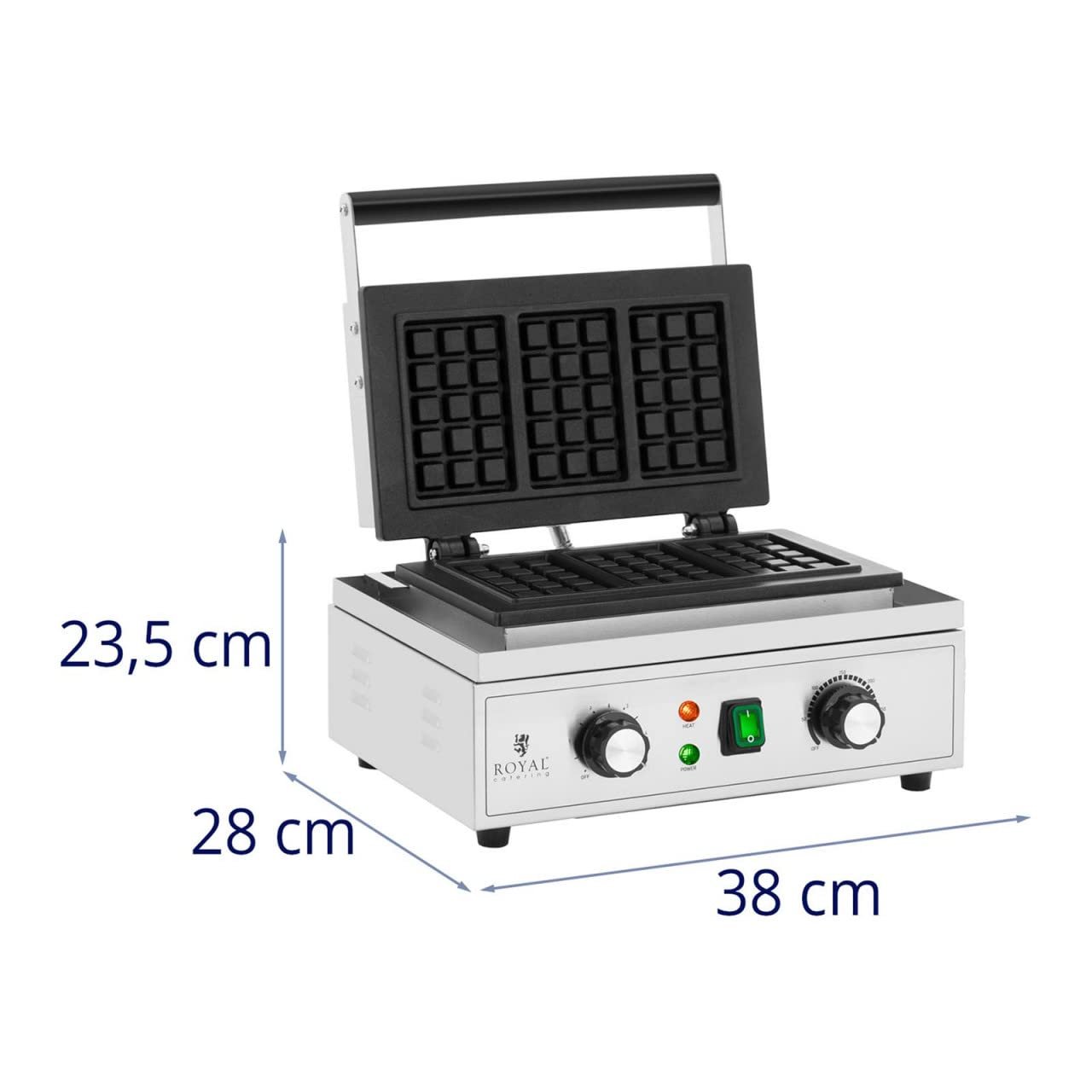 Вафельниця Royal Catering RCWM-2000-E3, 3 бельгійські вафлі, 1500 Вт, 50-300 °C, таймер 0-5 хв, фото №5