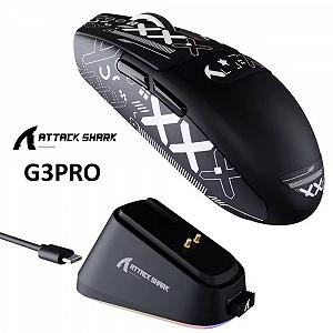 Мышь Attack Shark G3Pro Black 25000DPI PAM3311 Wireless Bluetooth с зарядной базой - Фото 1