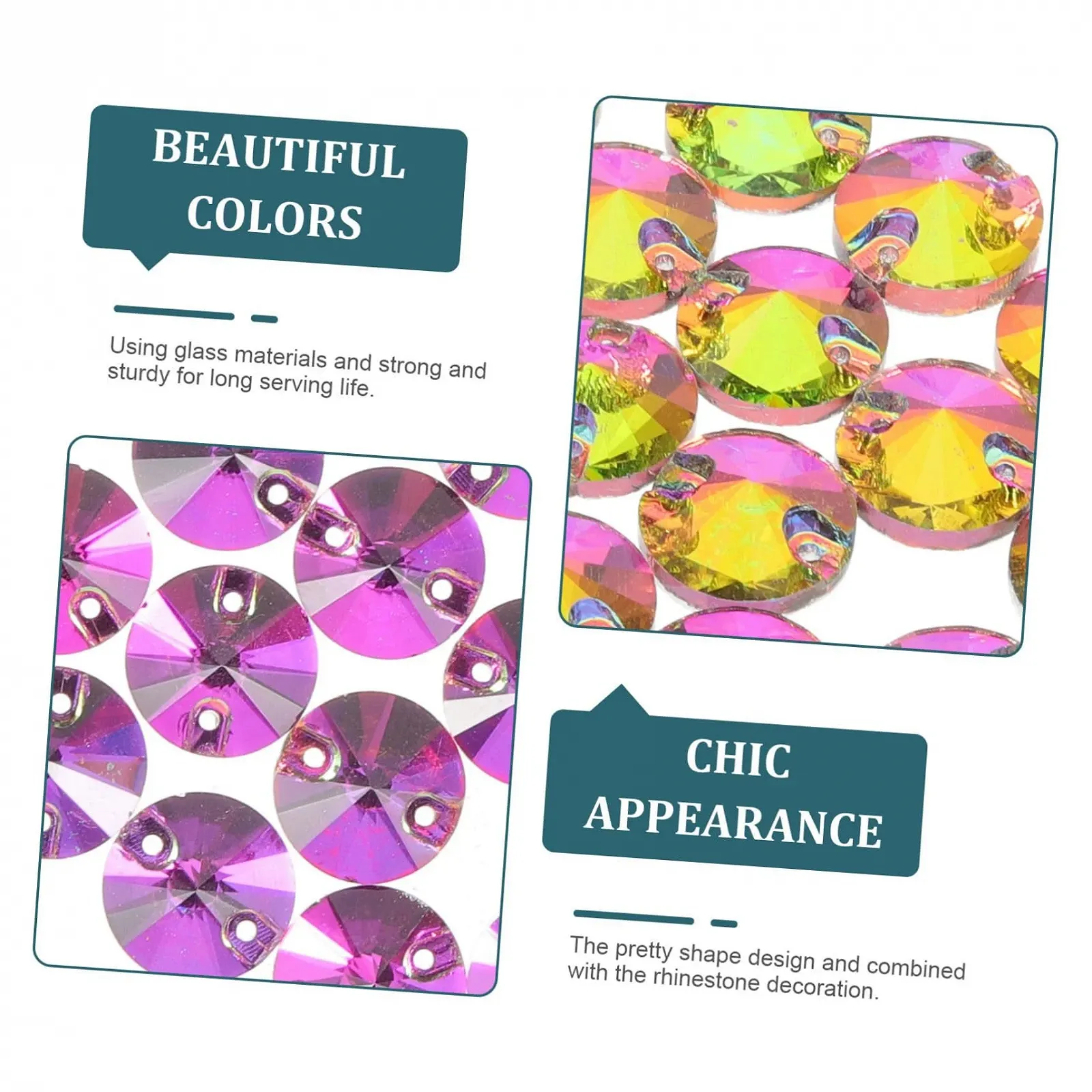 Стразы Lurrose 48 шт. для пришивания, разноцветные стразы для свадебных платьев, одежды, сумок и поделок, плоская задняя часть, блестящие декоративные аксессуары, фото №3