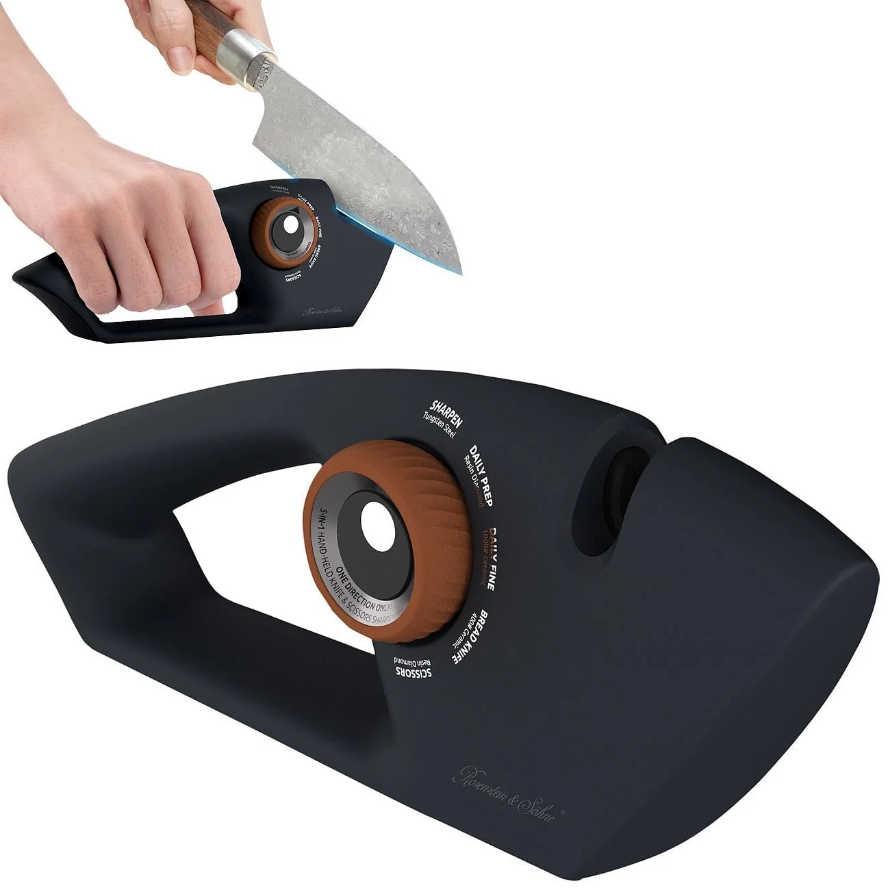 Точилка для ножей Rosenstein & Söhne 5-в-1 Ручная Черная 25 см, фото №1