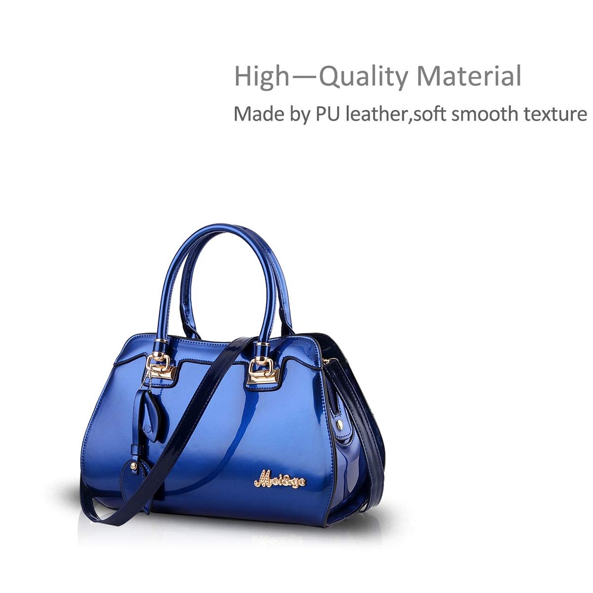 Сумка Nicole&Doris з верхньою ручкою, жіноча, через плече, синя штучна лакована шкіра, фото №3