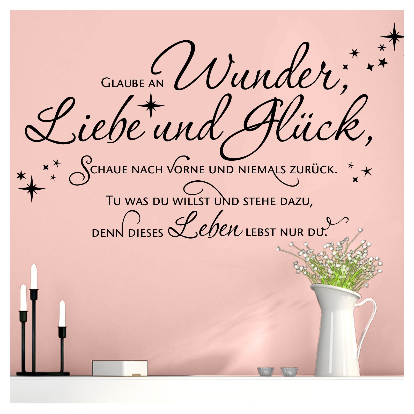 Наклейка на стіну Grandora W5444 Цитата «Glaube an Wunder Liebe und Glück» Чорна 120 x 47 см, фото №1