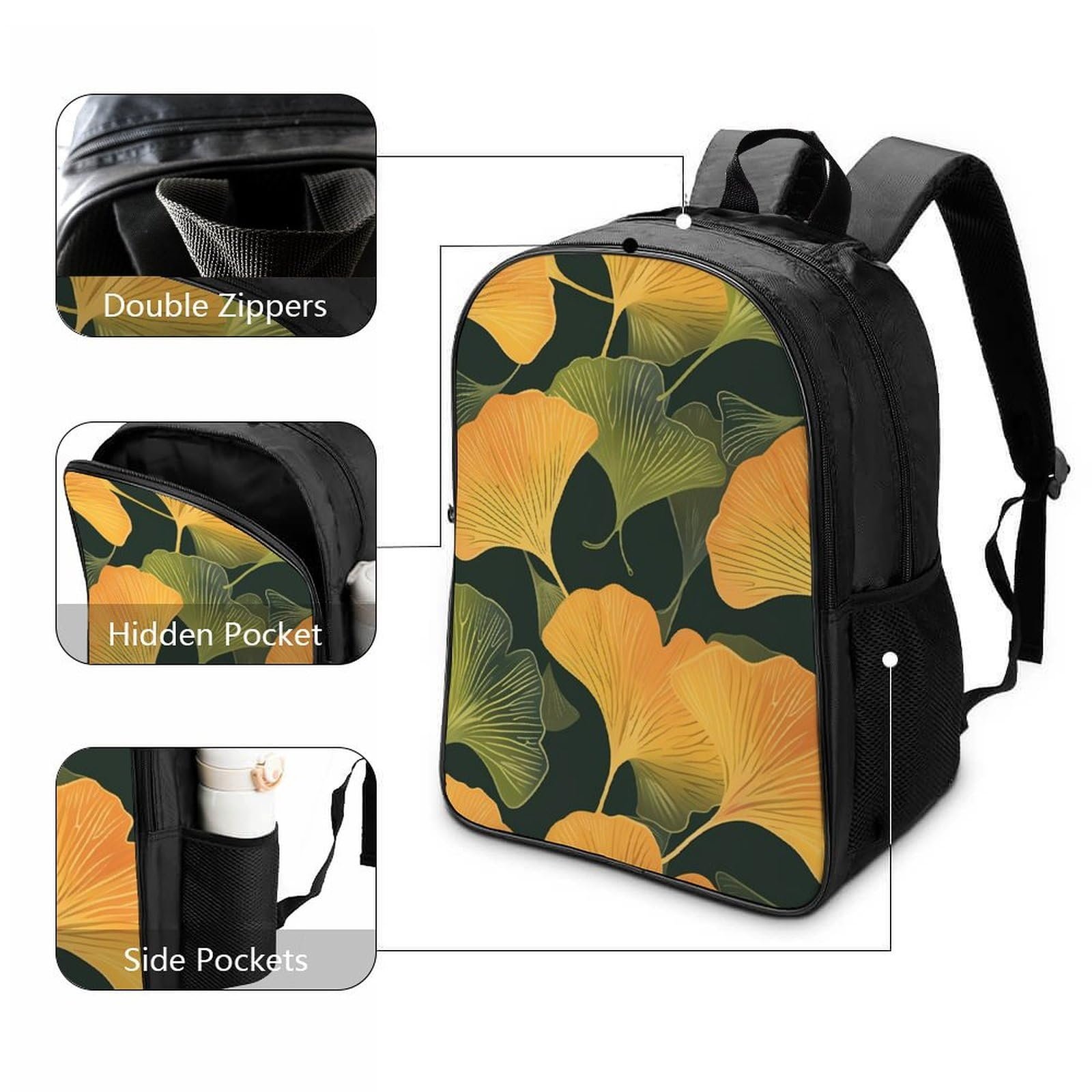 Шкільний рюкзак DPEOANEBN Leaf для хлопчиків і дівчаток, підлітків, водонепроникний, для жінок і чоловіків, шкільна сумка, рюкзак для ноутбука 40x28x16см, фото №3