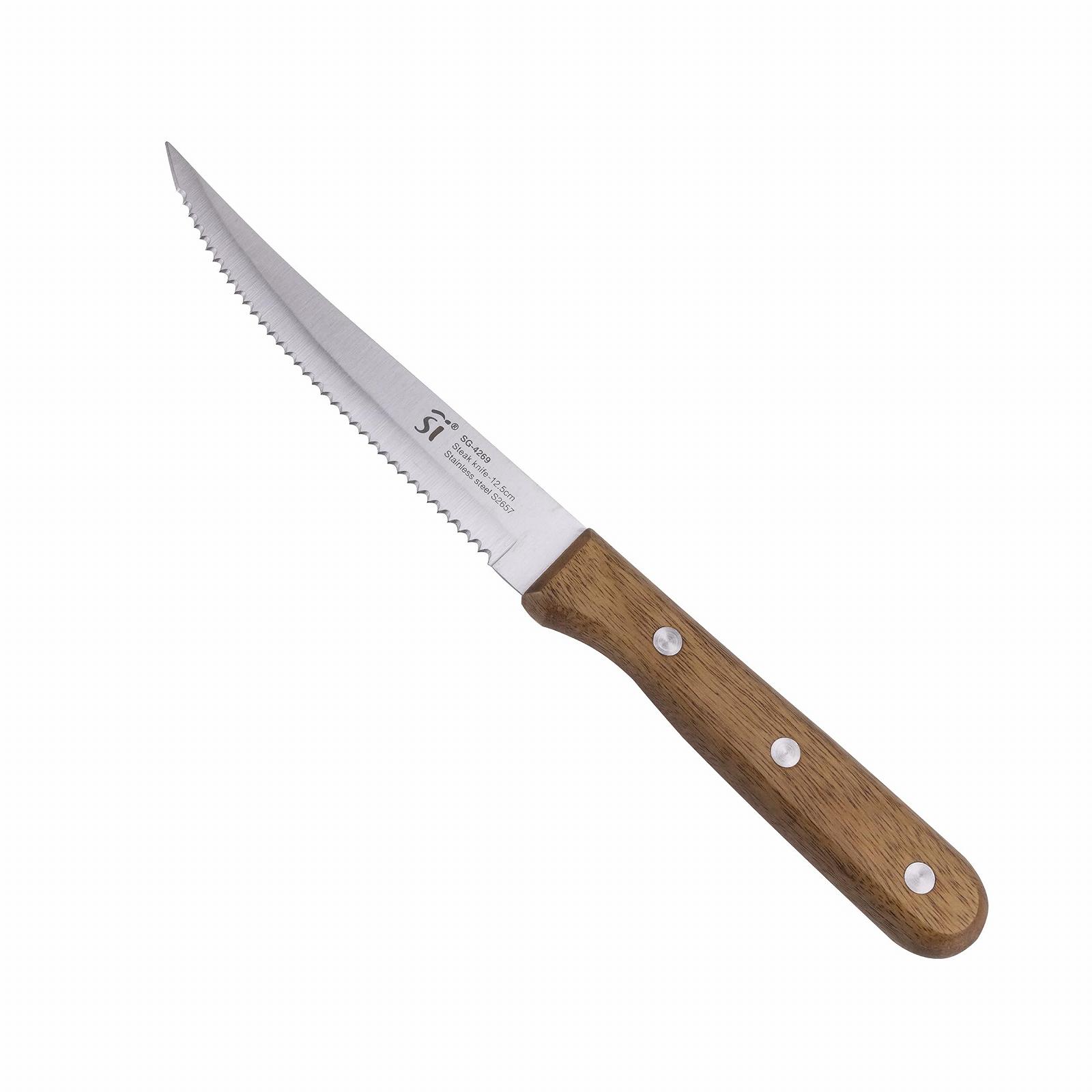 Набор ножей для мяса San Ignacio Compact, 4 шт, нержавеющая сталь, лезвие 12.5 см, дерево акации, матовое лезвие, фото №3