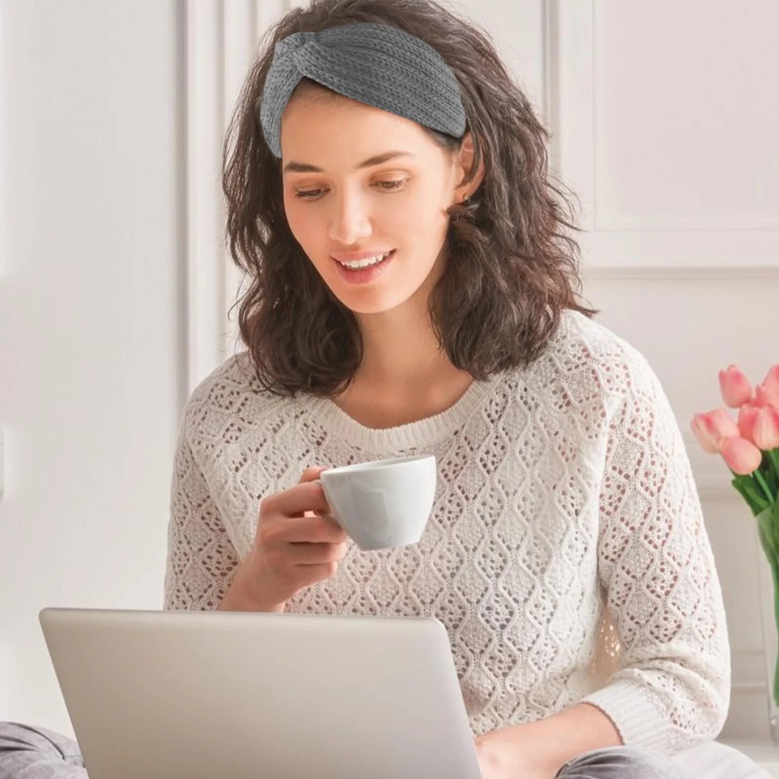 Пов'язка на голову Жіноча В'язана Зимова Тепла для дівчат, фото №4