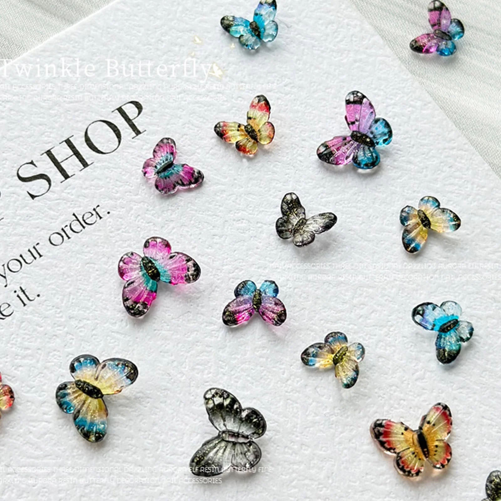 Стрази Плоскі Прозорі для Декорування Нігтів Метелик, фото №5