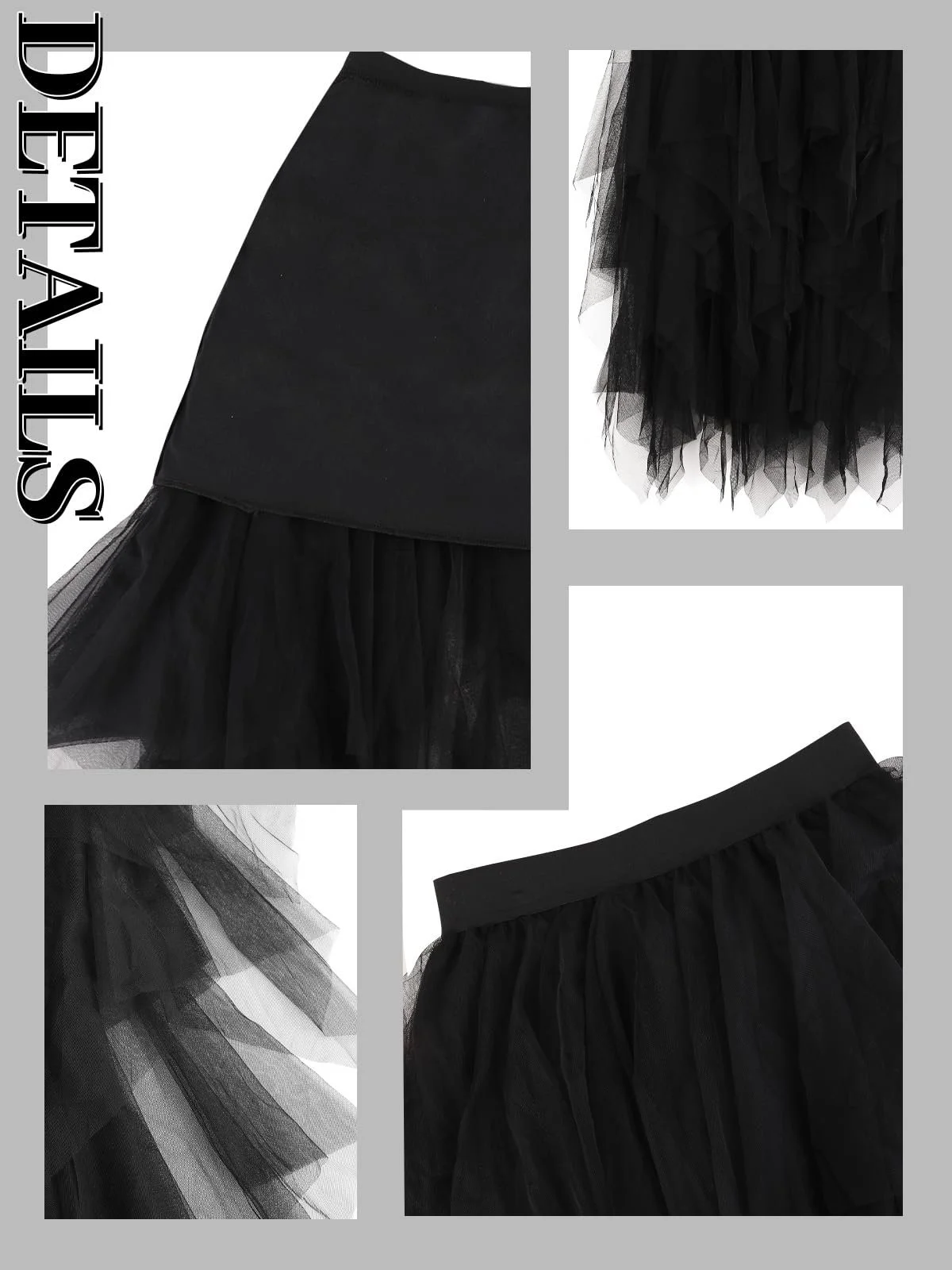 Юбка Тюлевая Soudittur A-силуэта Миди Многослойная Юбка Феи Неправильная Юбка-скейтер Пачка Юбка Хэллоуин Карнавальная Юбка, фото №5