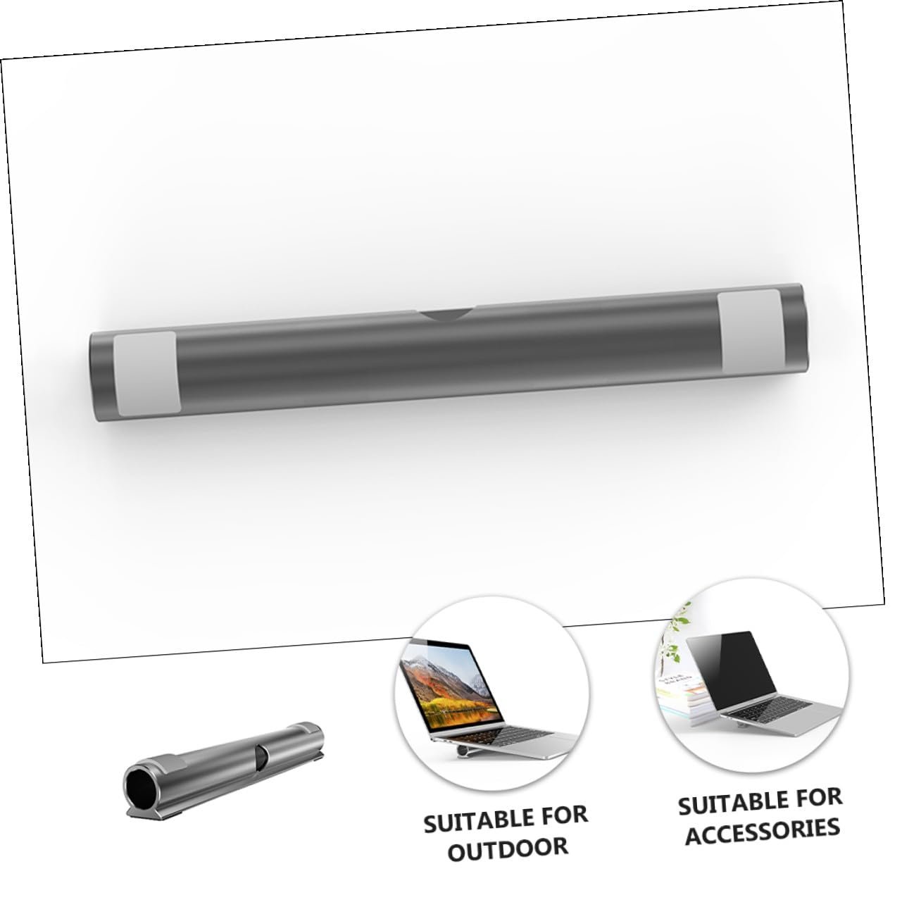 Підставка для ноутбука алюмінієва з нековзними ніжками, тримачем для кабелю та функцією охолодження, регульована по висоті, фото №5