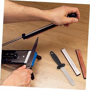 Точило мусат двухстороннее для кухонных ножей и ножниц с кольцом для подвешивания synthetic.ua - Фото 1