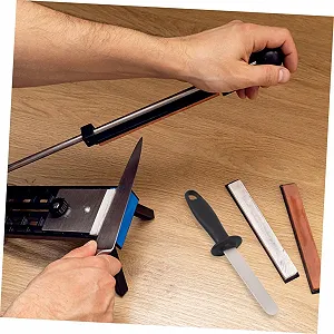 Точило мусат двостороннє для кухонних ножів та ножиць з кільцем для підвішування synthetic.ua - Фото 1