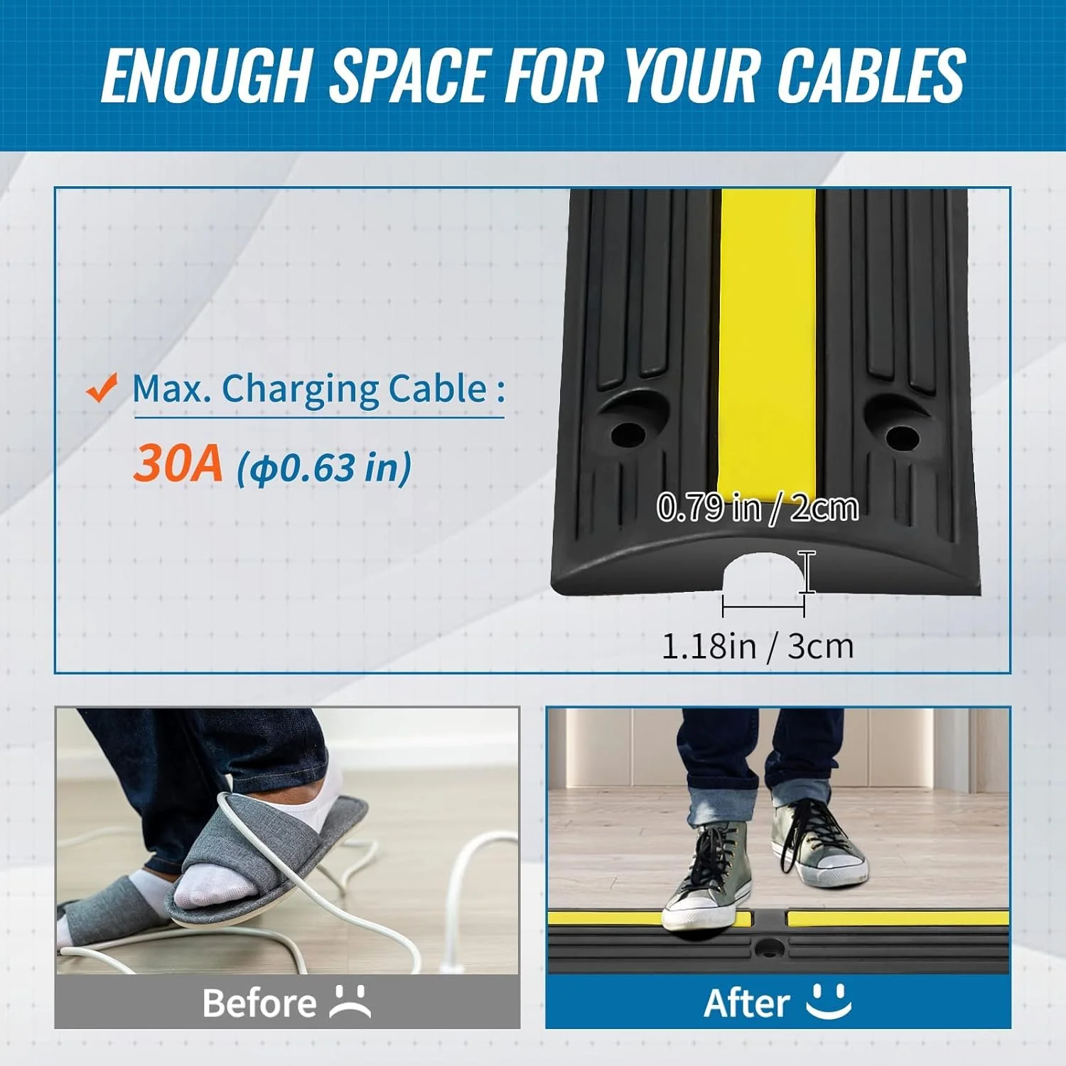 Набор кабельных протекторов VEVOR комплект из 4 защитных пандусов Черно-желтый, фото №5