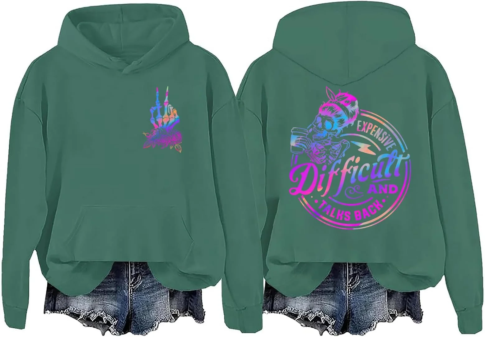 Худи Expensive Difficult And Talks Back Lustiges Skelett Grafik, фото №1