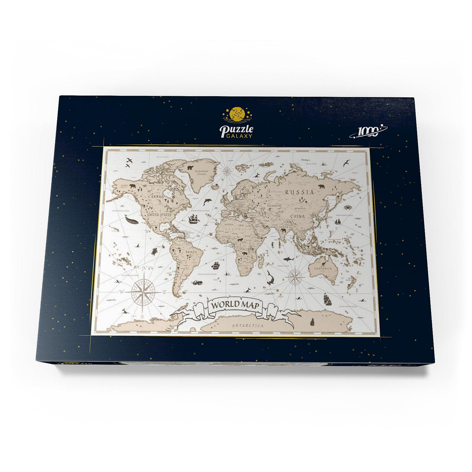 Пазлы MyPuzzle Special Collection by Puzzle Galaxy Детальная винтажная мультяшная карта мира Premium 1000 элементов, фото №4