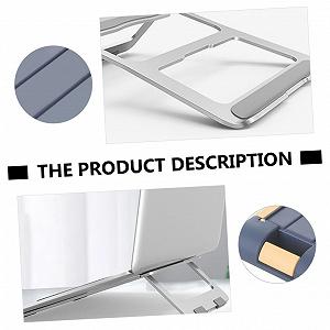 Подставка для ноутбука Operitacx Алюминиевая складная с нескользящей силиконовой накладкой для эффективного охлаждения, эргономичная наклонная, легкая портативная для офиса и дома Серебристая synthetic.ua - Фото 1