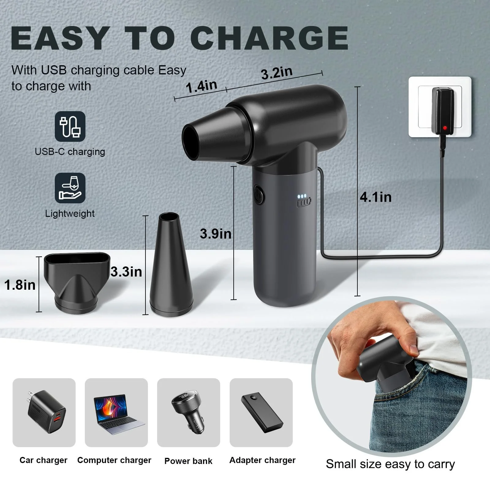 Очиститель сжатым воздухом Портативный электрический, фото №7