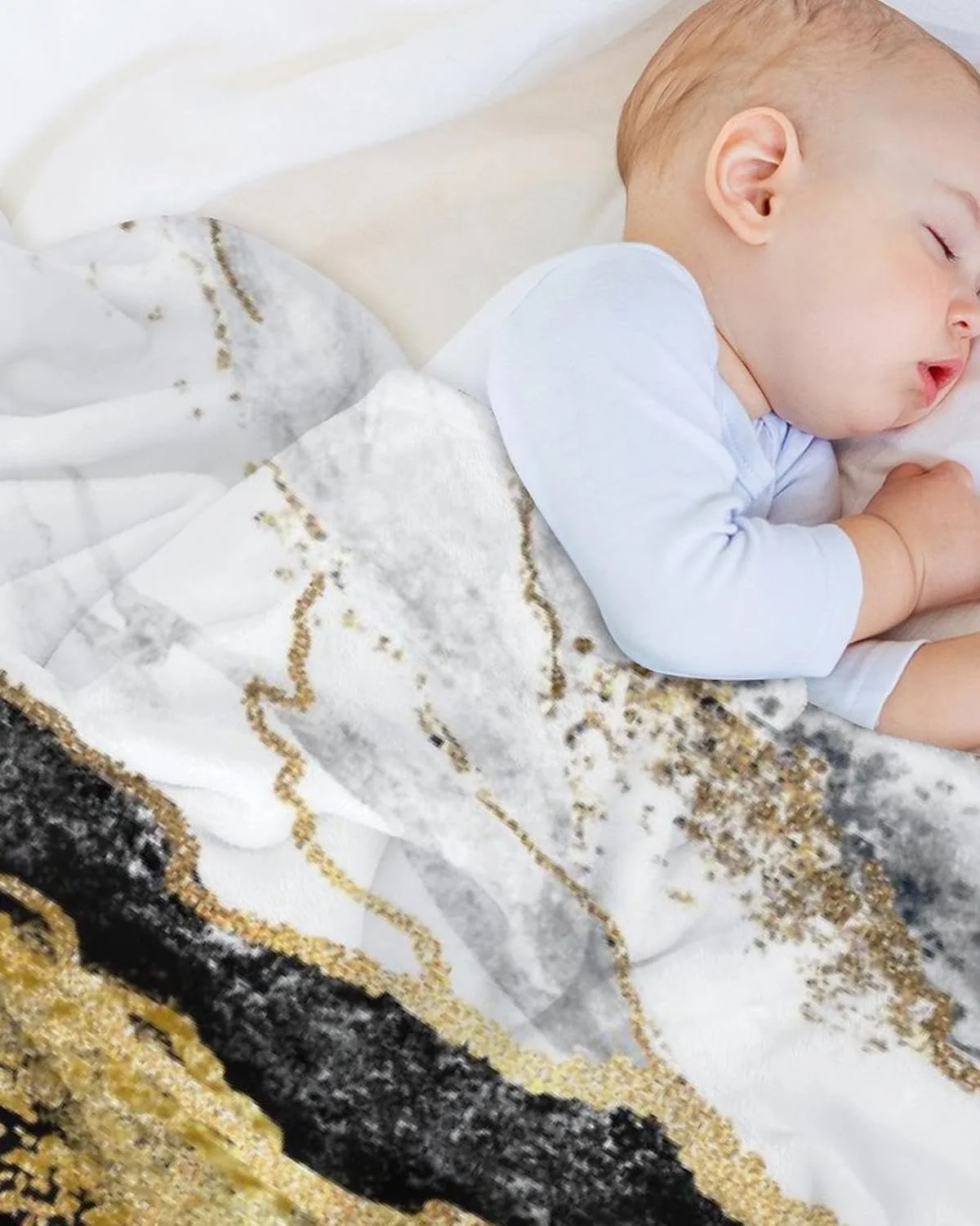 Одеяло Highdi 3D Мягкое Пушистое Теплое Осеннее Зимнее Теплое Одеяло Детское Одеяло Пушистое Одеяло для Дивана Флисовое Одеяло как Покрывало Одеяло для Кровати (150 x 200 см, Черное Золото), фото №4