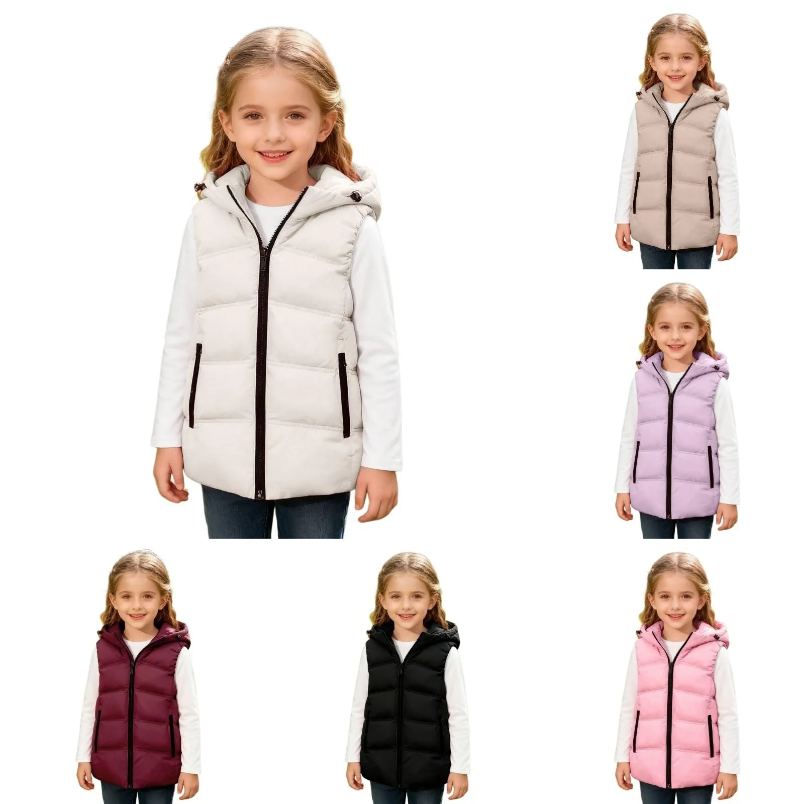 Безрукавка зимова дитяча однотонна стьобана, фото №1