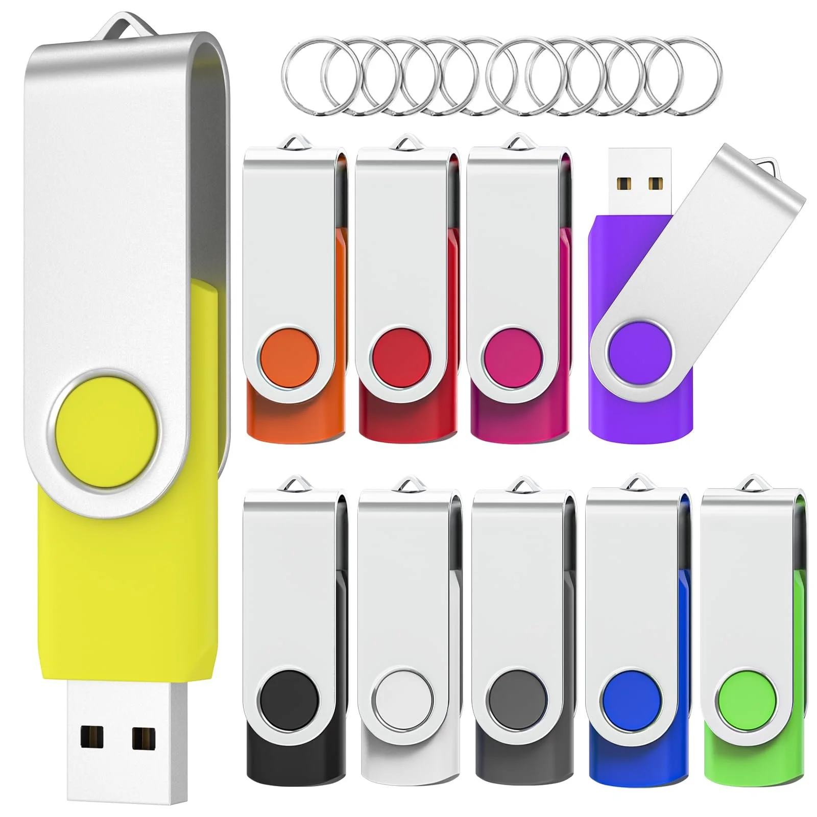 USB-накопичувач 2 GB USB 2.0 Swivel Metal Pack of 10 Colours, фото №1