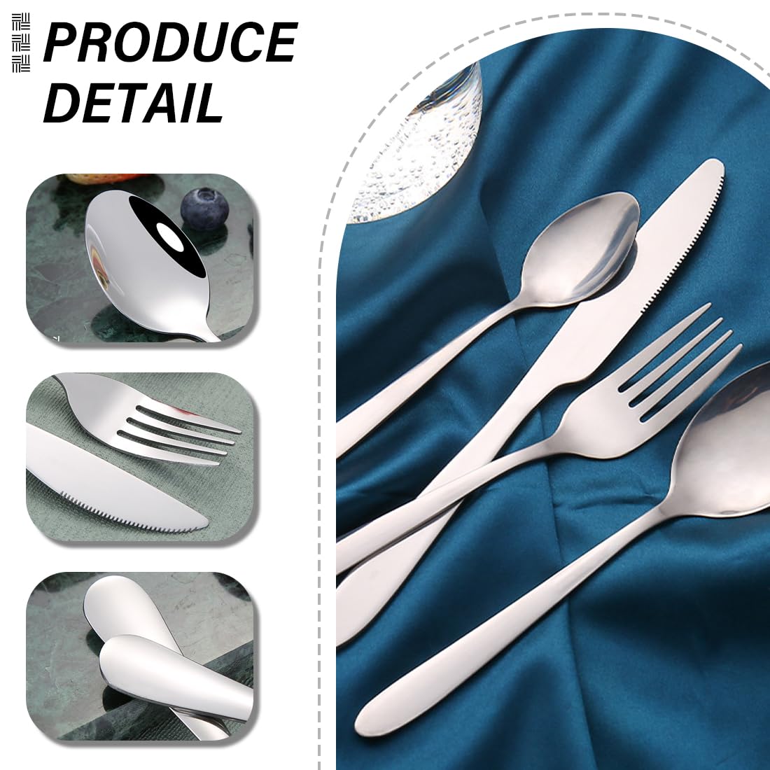 Столові прибори DDKY Stainless Steel Набір для кемпінгу Нержавіюча сталь Портативний для подорожей Кемпінг Пікнік Школа Кетеринг Набір з 2-х, фото №3