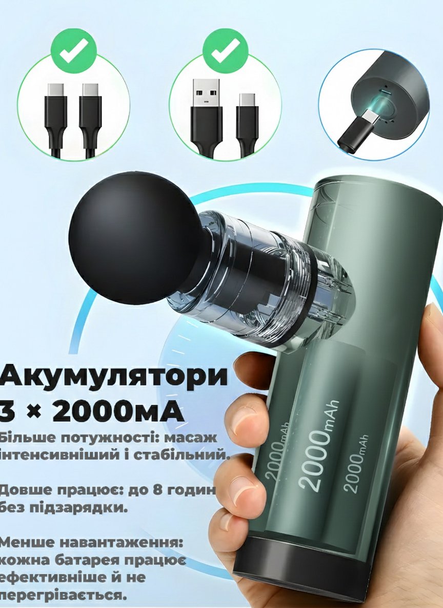 Портативний перкусійний масажер для тіла Zabobon CM20C, фото №8