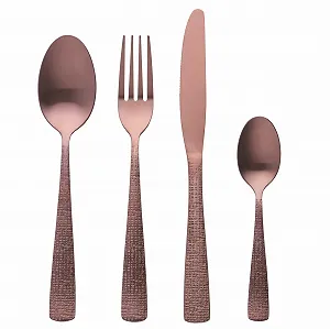 Купить Набор столовых приборов 24 предмета Нержавеющая сталь 18/0 Матовое медное покрытие Текстурная ручка - Фото 1 Набор столовых приборов 24 предмета Нержавеющая сталь 18/0 Матовое медное покрытие Текстурная ручка - Фото 1