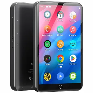 MP3 плеєр MECHEN Bluetooth WiFi, портативний Android MP4 плеєр з Amazon Music, Deezer, Audible, 4-дюймовий сенсорний екран, сірий - Фото 1