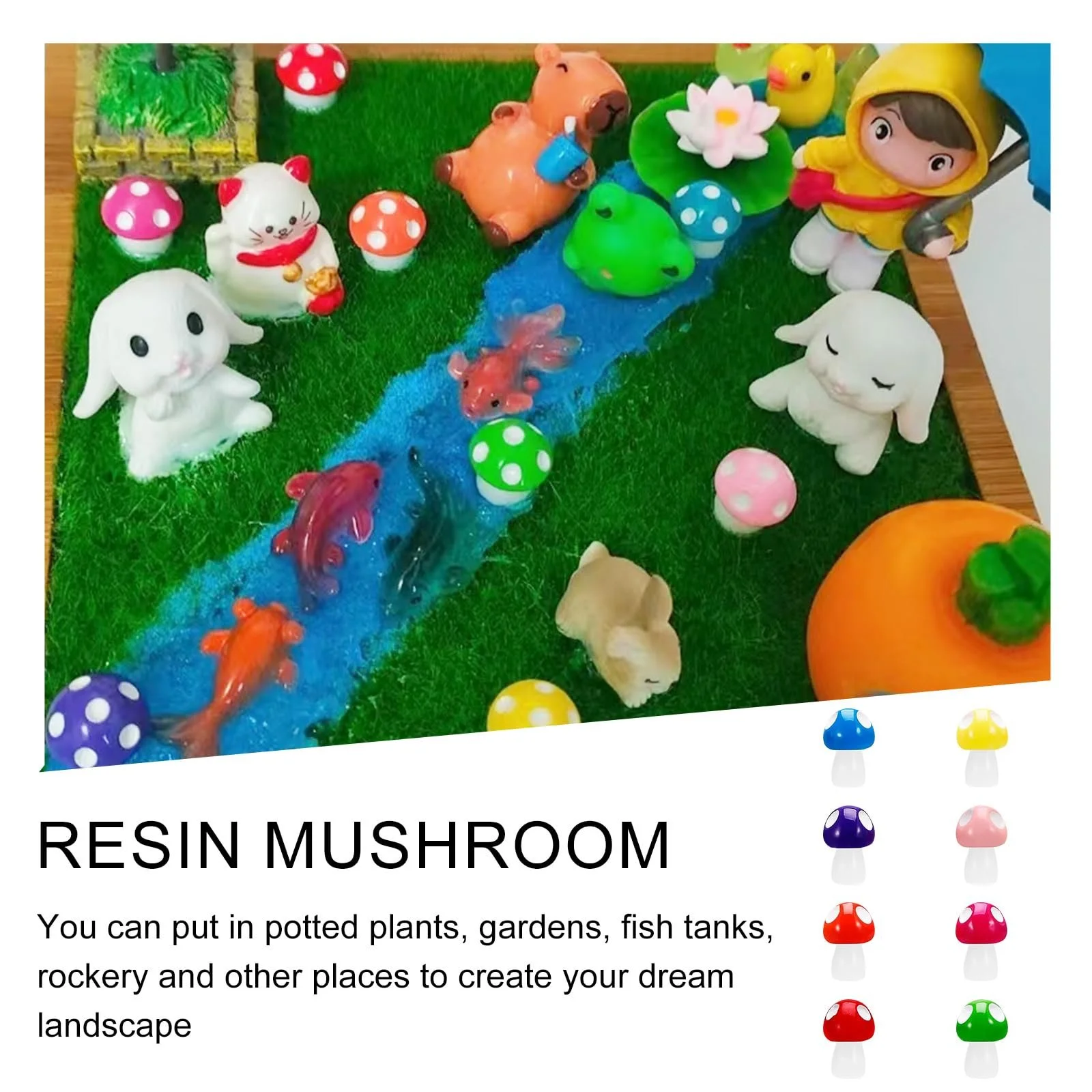 Миниатюры SJUIEO 40 Pieces Mini Resin Mushrooms Пластиковый Кукольный дом Декорация Ландшафт Аквариум Миниатюрная Игрушка 8 Цветов, фото №4 Миниатюры SJUIEO 40 Pieces Mini Resin Mushrooms Пластиковый Кукольный дом Декорация Ландшафт Аквариум Миниатюрная Игрушка 8 Цветов, фото №4