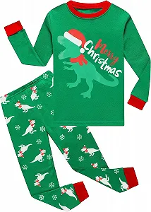 Рождественская пижама для мальчиков хлопковая, с длинными рукавами - Фото 1