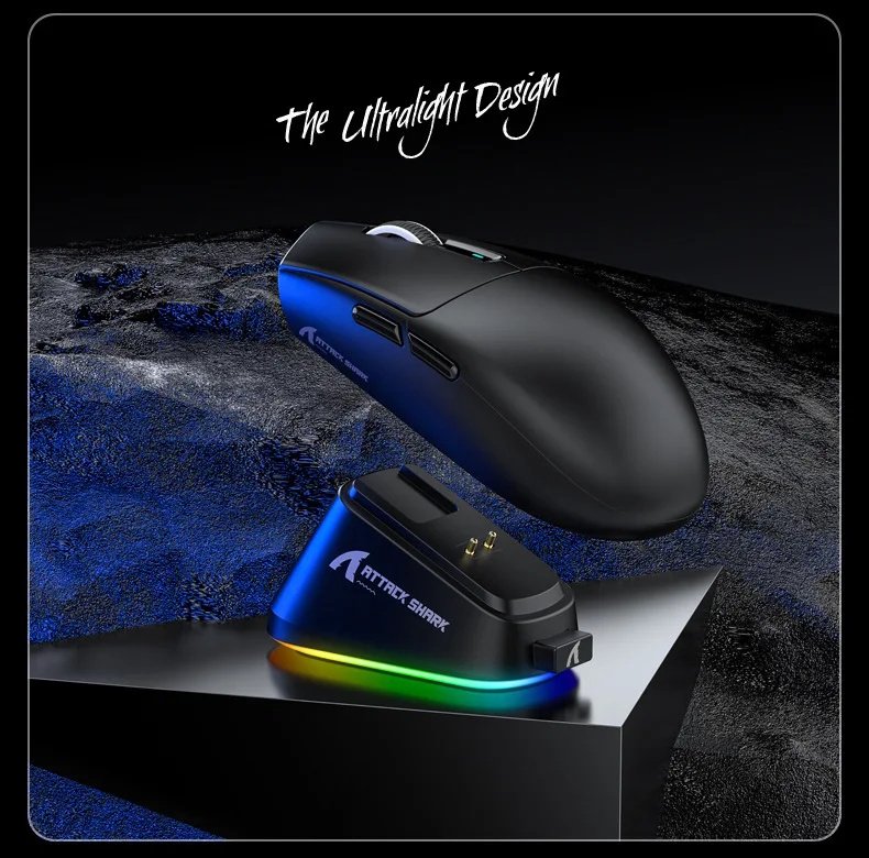 Мышь Attack Shark G3Pro Black 25000DPI PAM3311 Wireless Bluetooth с зарядной базой, фото №13