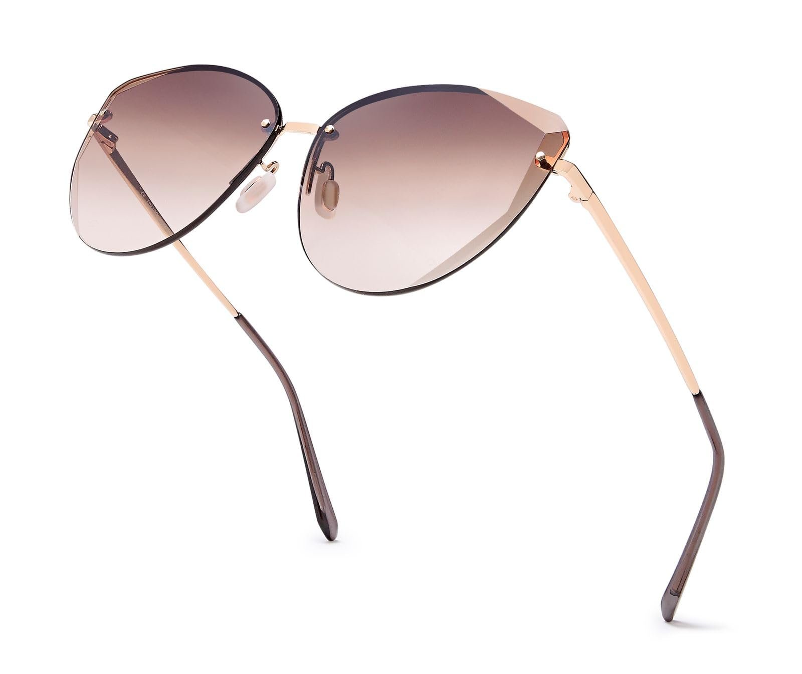 Сонцезахисні окуляри Cateye styleBREAKER 09020123 Без оправи з діамантовим огранюванням з тонованими лінзами Металева дужка, фото №4