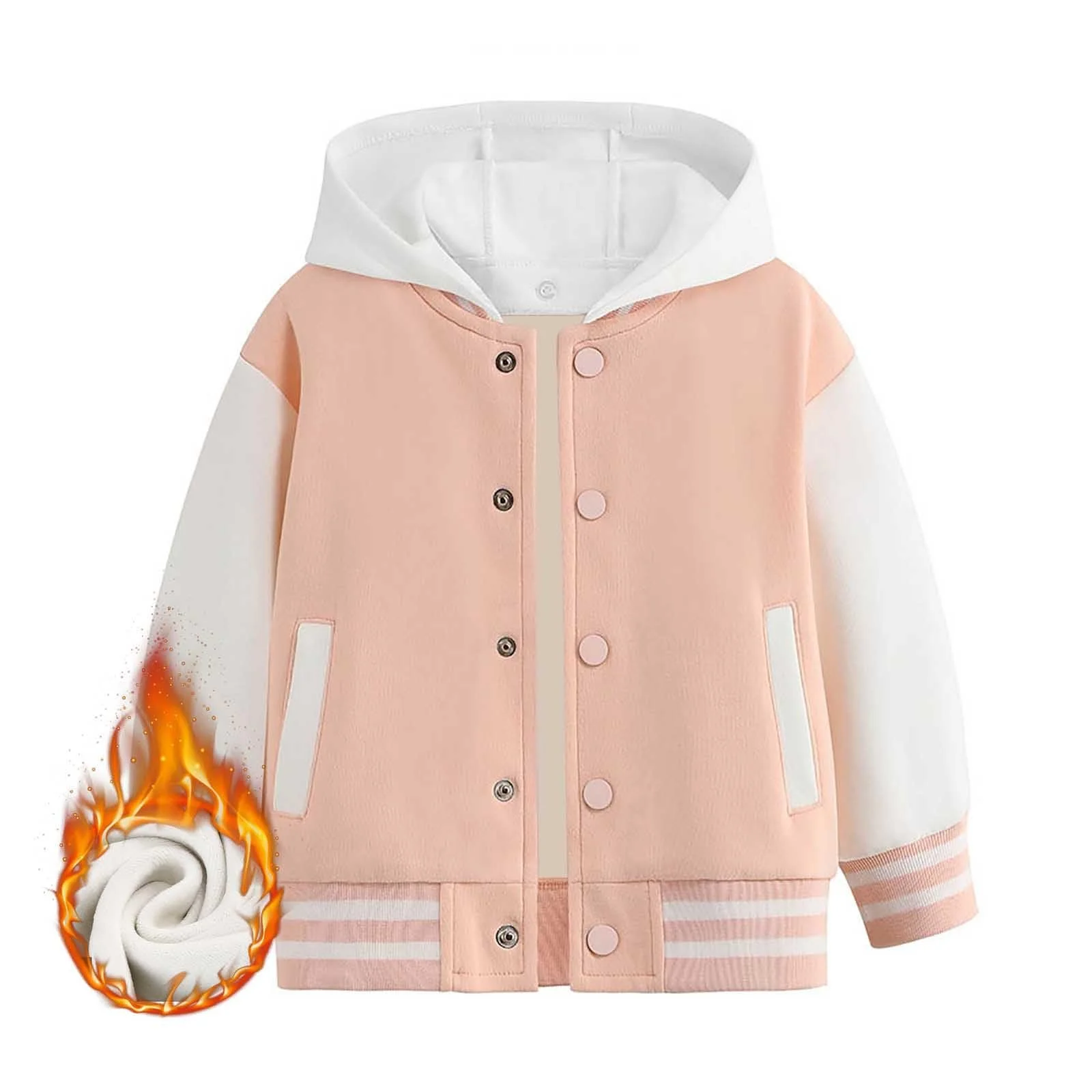 Детская куртка для мальчиков Generisch 2025, осень-зима, теплая, с длинными рукавами, цветная бейсбольная куртка с капюшоном, фото №4