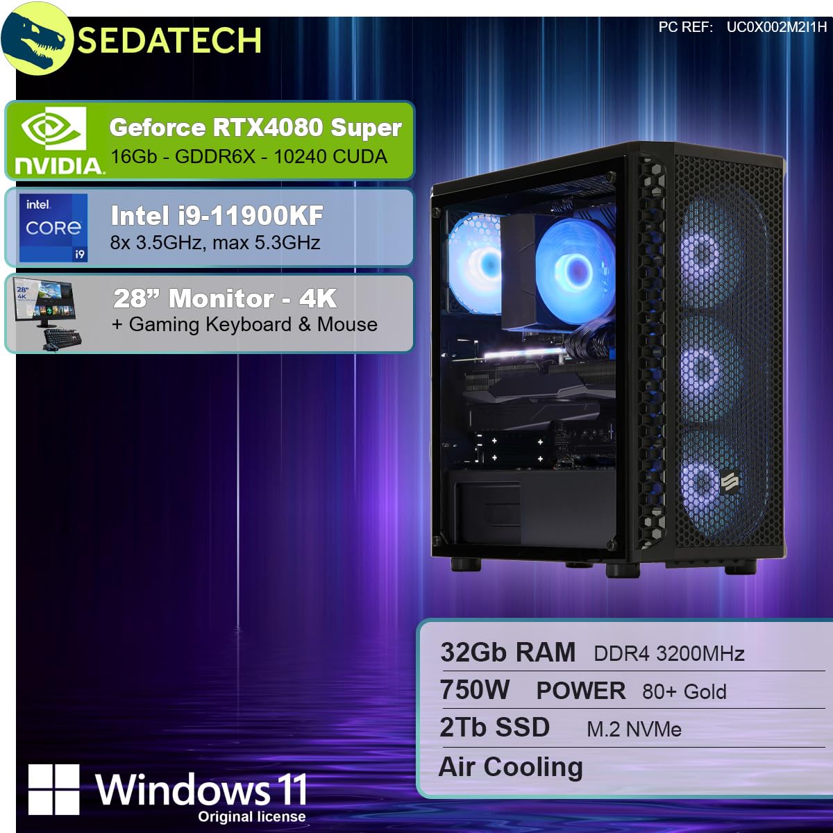 Комплект Sedatech Expert Gaming PC Intel i9-11900KF RTX4080 Super 32GB RAM 2TB SSD M.2 Windows 11 Монітор 27 дюймів, фото №2 Комплект Sedatech Expert Gaming PC Intel i9-11900KF RTX4080 Super 32GB RAM 2TB SSD M.2 Windows 11 Монітор 27 дюймів, фото №2