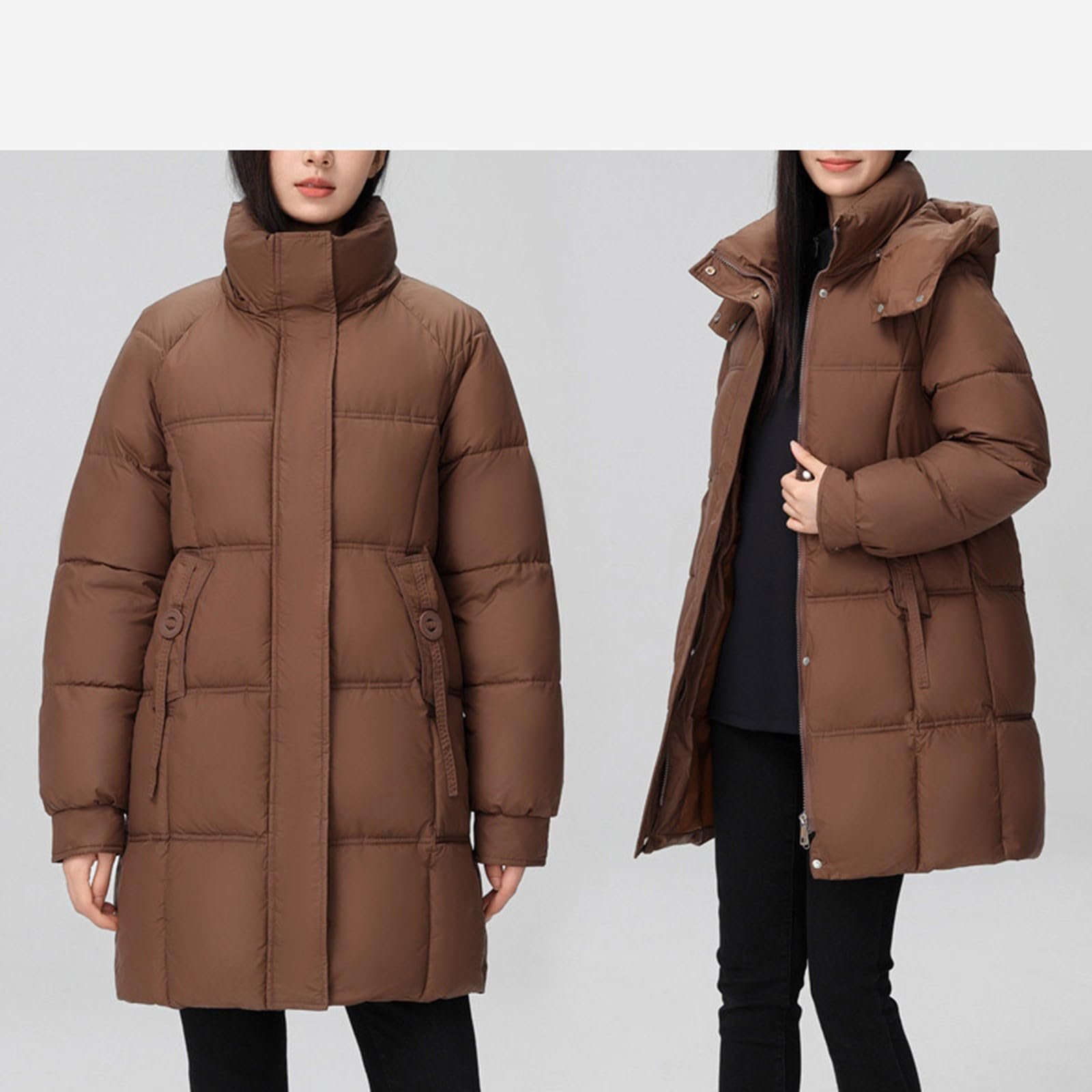 Жіноча зимова стьобана куртка FNKDOR Довга, фото №5 Жіноча зимова стьобана куртка FNKDOR Довга, фото №5