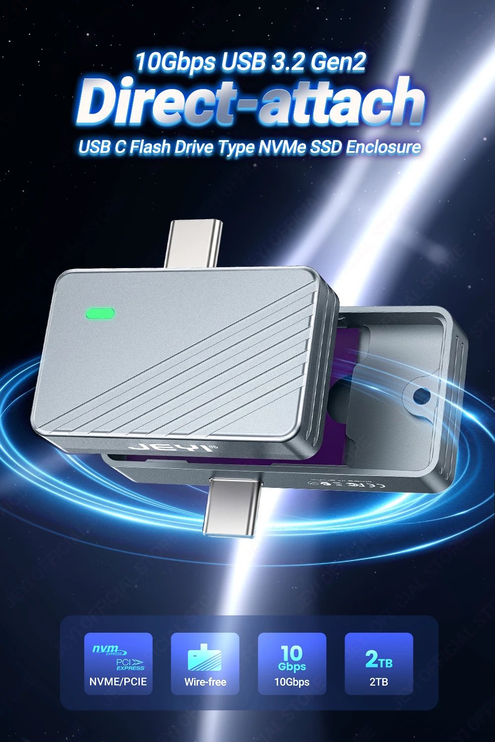 Зовнішній адаптер JEYI 2230L M.2 NVMe 2230 PCIe SSD to USB 3.2 Gray, фото №9