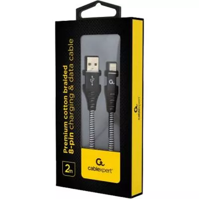 Дата кабель USB 2.0 AM to Lightning 2.0m Cablexpert (CC-USB2B-AMLM-2M-BW), фото №2