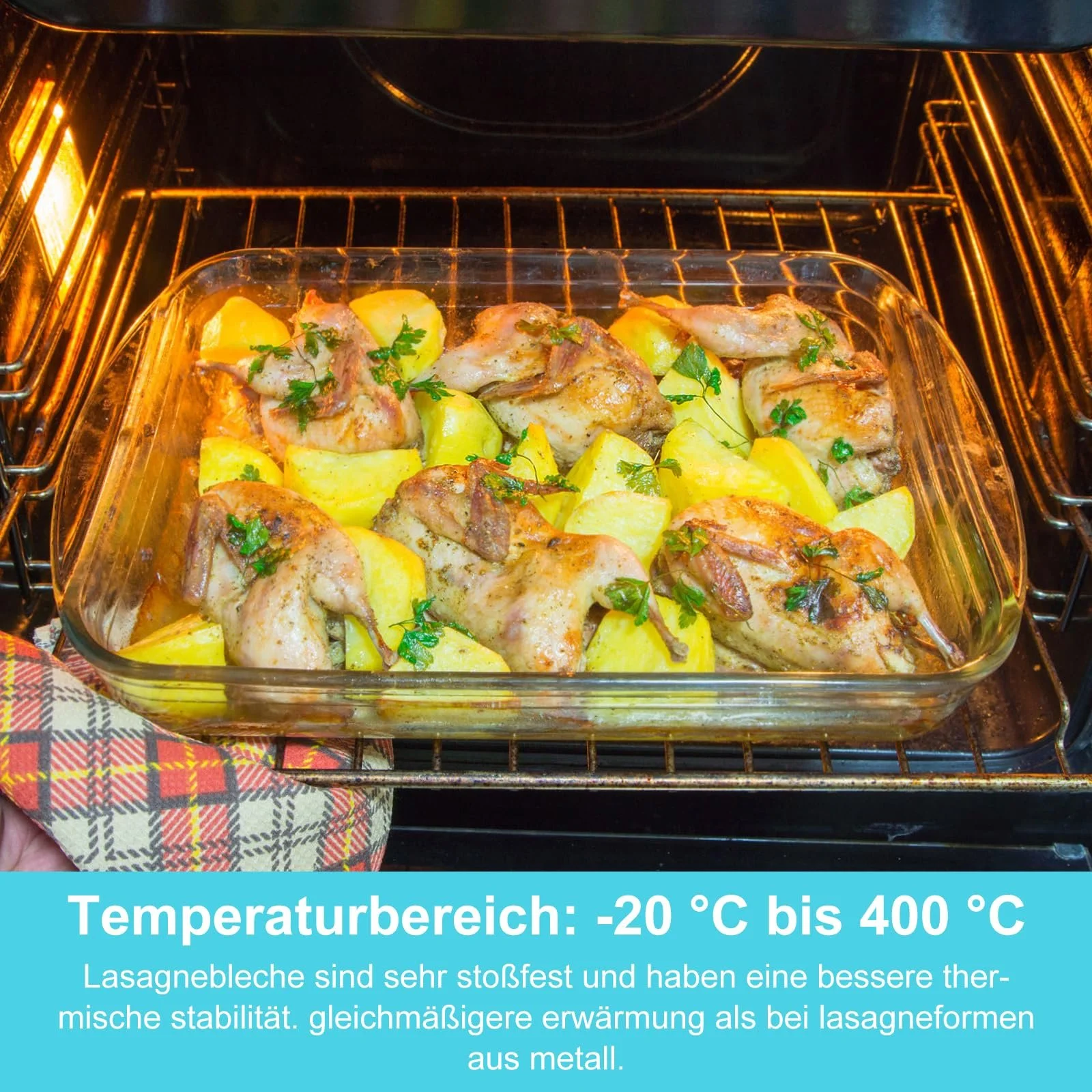 Стеклянная форма для запекания глубокая прямоугольная прозрачная 1,5 л, фото №3