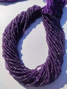 Бусины Аметист Круглые граненые 3-3.5 мм, нить длиной 33 см бусины из драгоценных камней для ожерелья, браслета - Фото 1