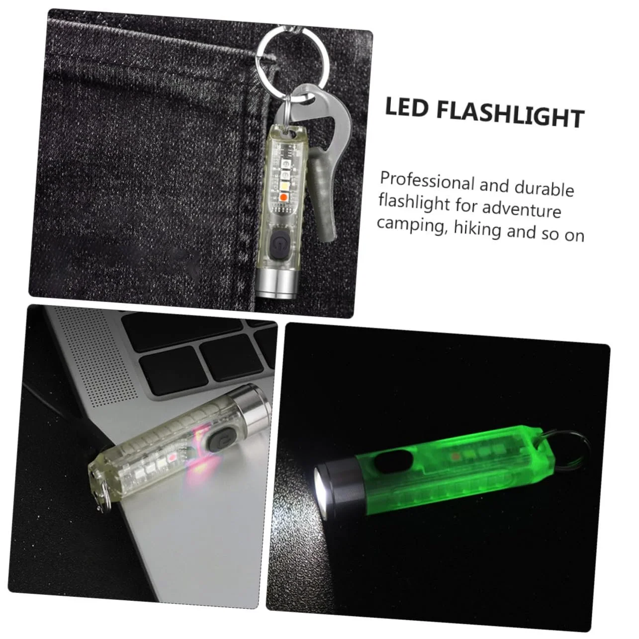 Ліхтарик-брелок LALAFINA LED Акумуляторний Міні USB Компактний Легкий Міцний PC і Нержавіюча Сталь Висока Яскравість для Кемпінгу, фото №8