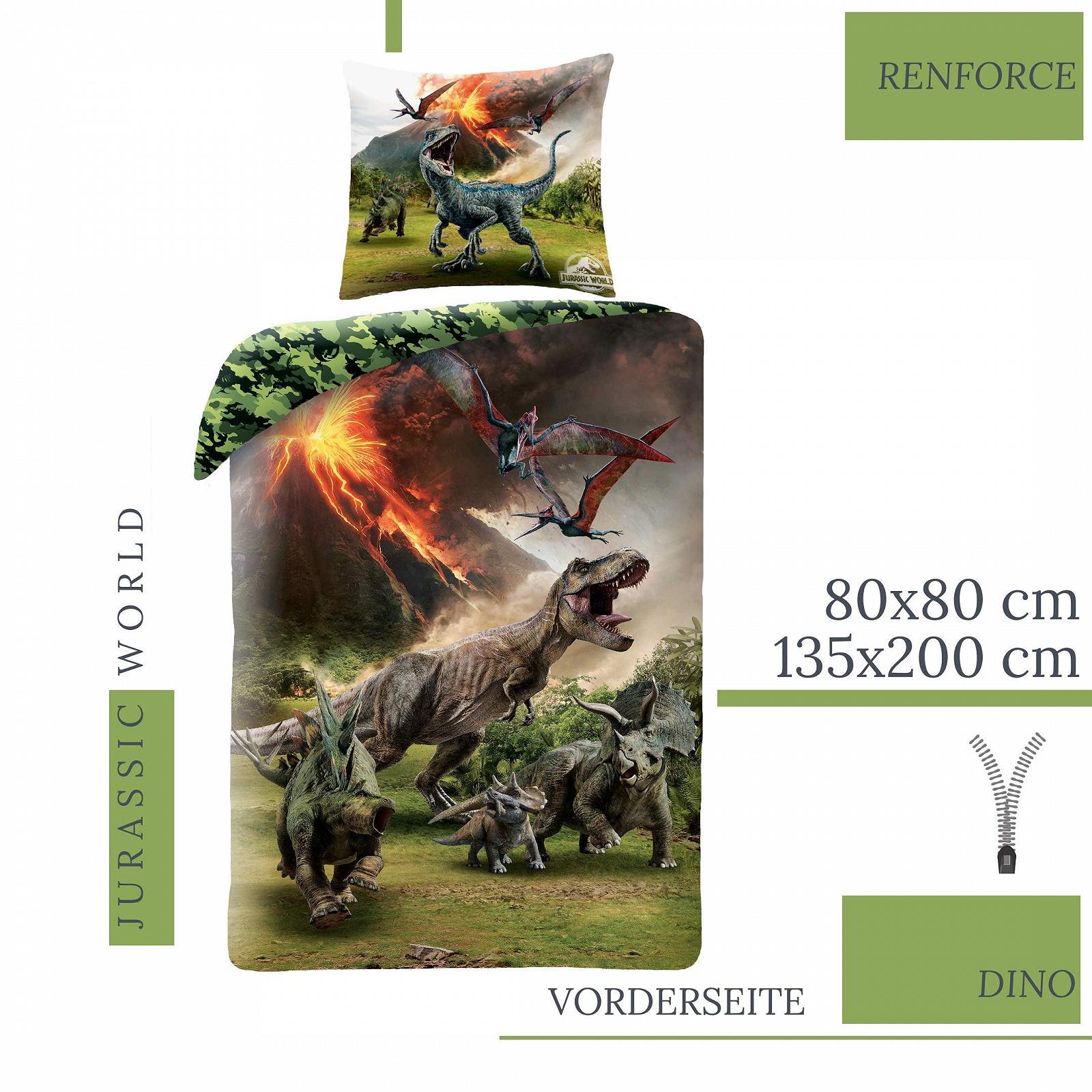 Постельное белье JW Dino Boys 1 наволочка 80 x 80 см + 1 пододеяльник 135 x 200 см, Мир Юрского периода Динозавр, 100% хлопок, детское, подростковое, фото №2