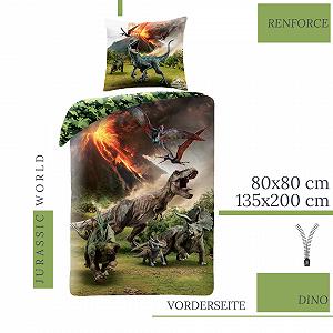 Постільна білизна JW Dino Boys 1 наволочка 80 x 80 см + 1 підковдра 135 x 200 см, Світ Юрського періоду Динозавр, 100% бавовна, дитяча, підліткова synthetic.ua - Фото 1