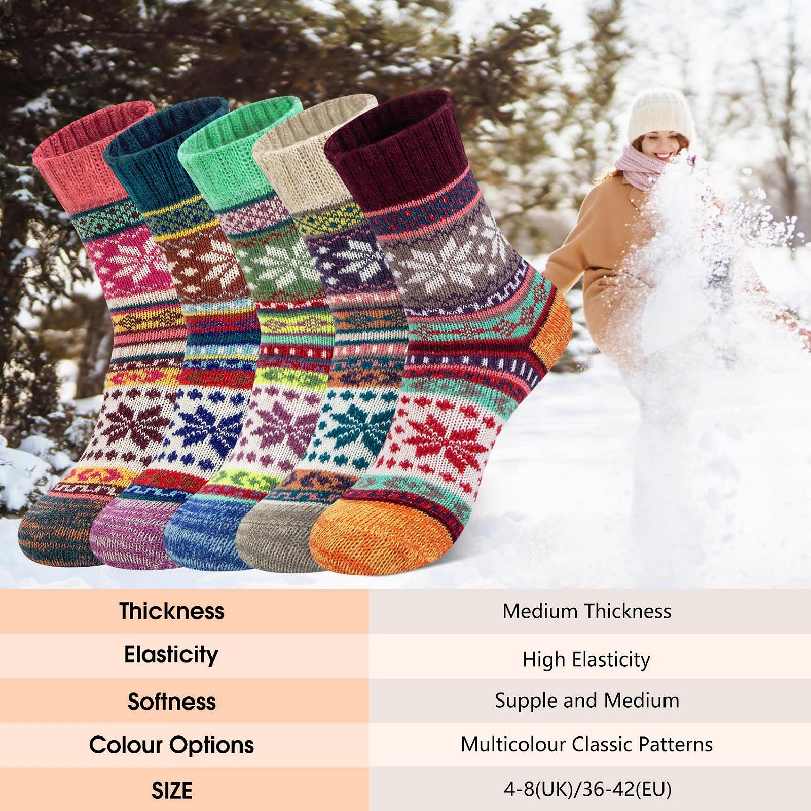 Носки Термоноски из толстой мериносовой шерсти Женские теплые носки Женские Рождественские Зимние Носки для походов на открытом воздухе 36-42, фото №5