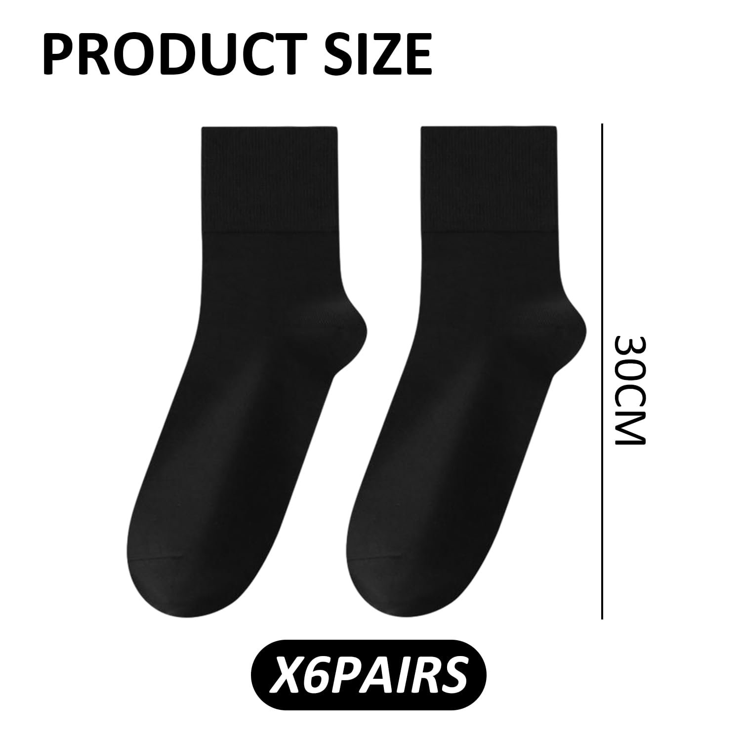 6 пар женских носков с широкой резинкой, бесшовные носки со свободной резинкой, диабетические носки, компрессионные носки с широким голенищем, носки для улучшения кровообращения ног при отеках, черный цвет, фото №2