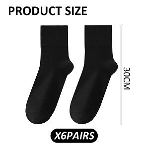 6 пар женских носков с широкой резинкой, бесшовные носки со свободной резинкой, диабетические носки, компрессионные носки с широким голенищем, носки для улучшения кровообращения ног при отеках, черный цвет synthetic.ua - Фото 1