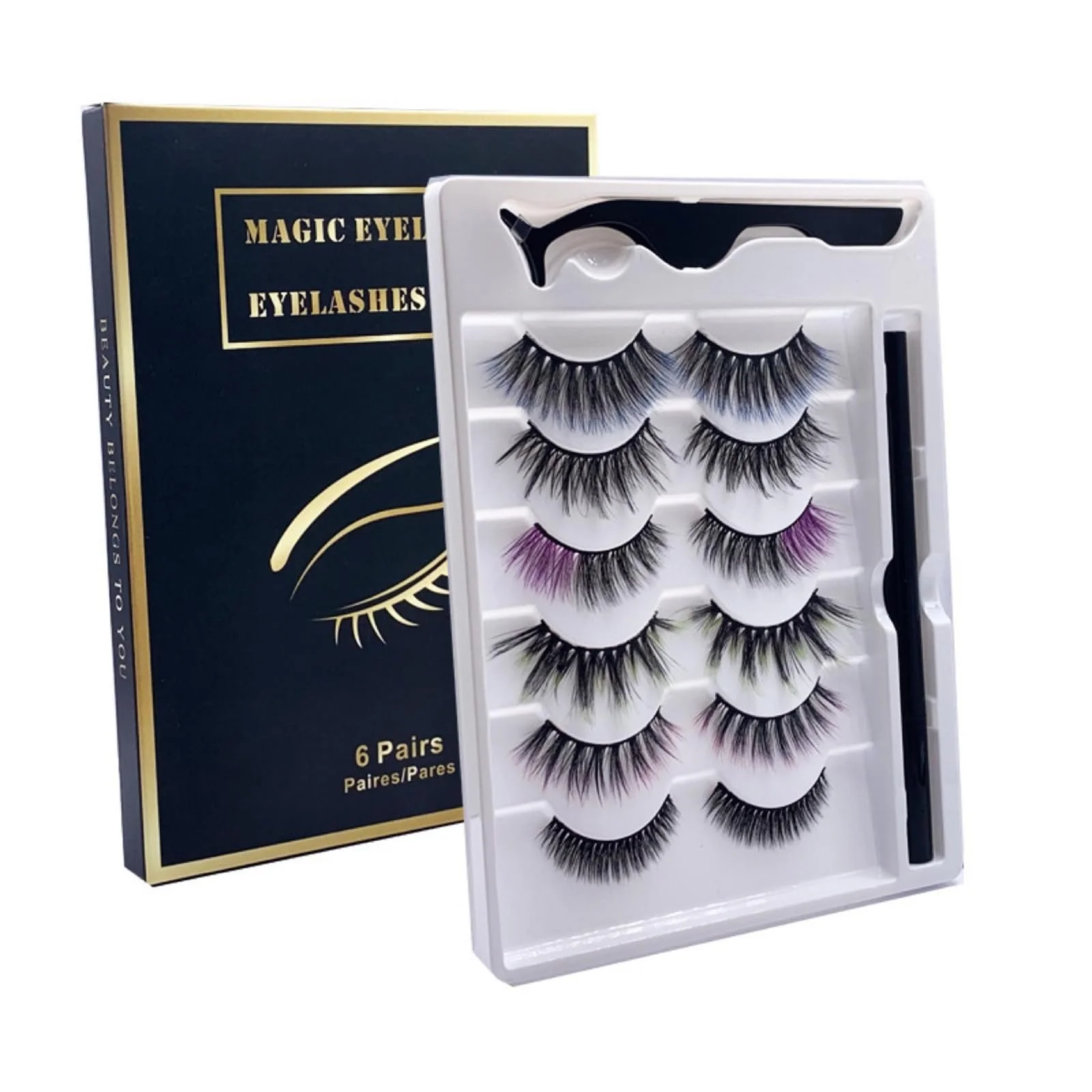 Набор цветных накладных ресниц, фото №3