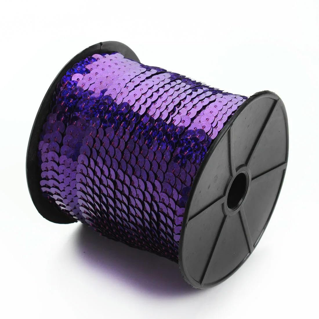 Стрічка з паєтками Кругла 6 мм Фіолетовий 100 ярдів, фото №1