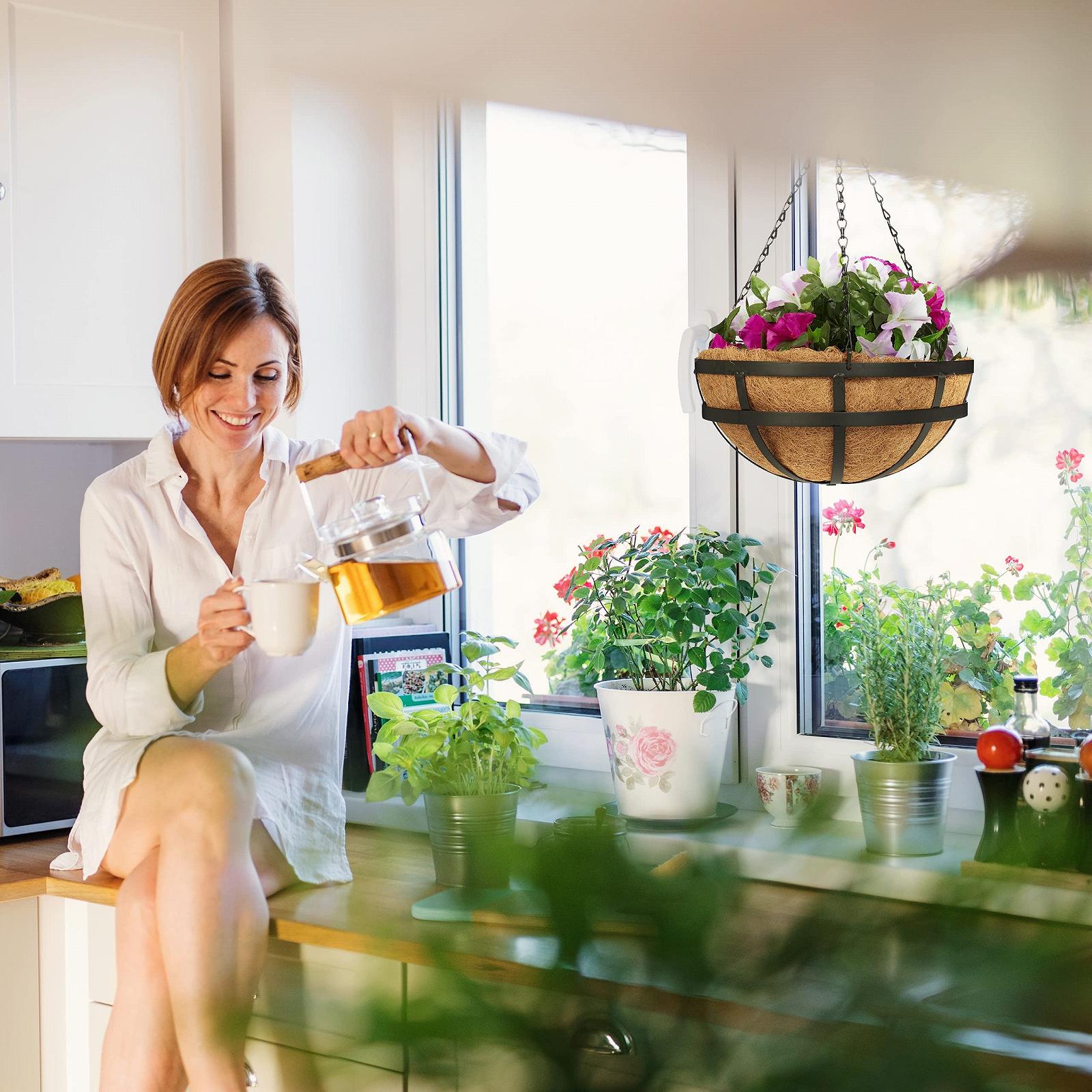 Підвісні кошики Relaxdays набір із 3 штук кокосове волокно 50 x 31 см Brown / Black, фото №3