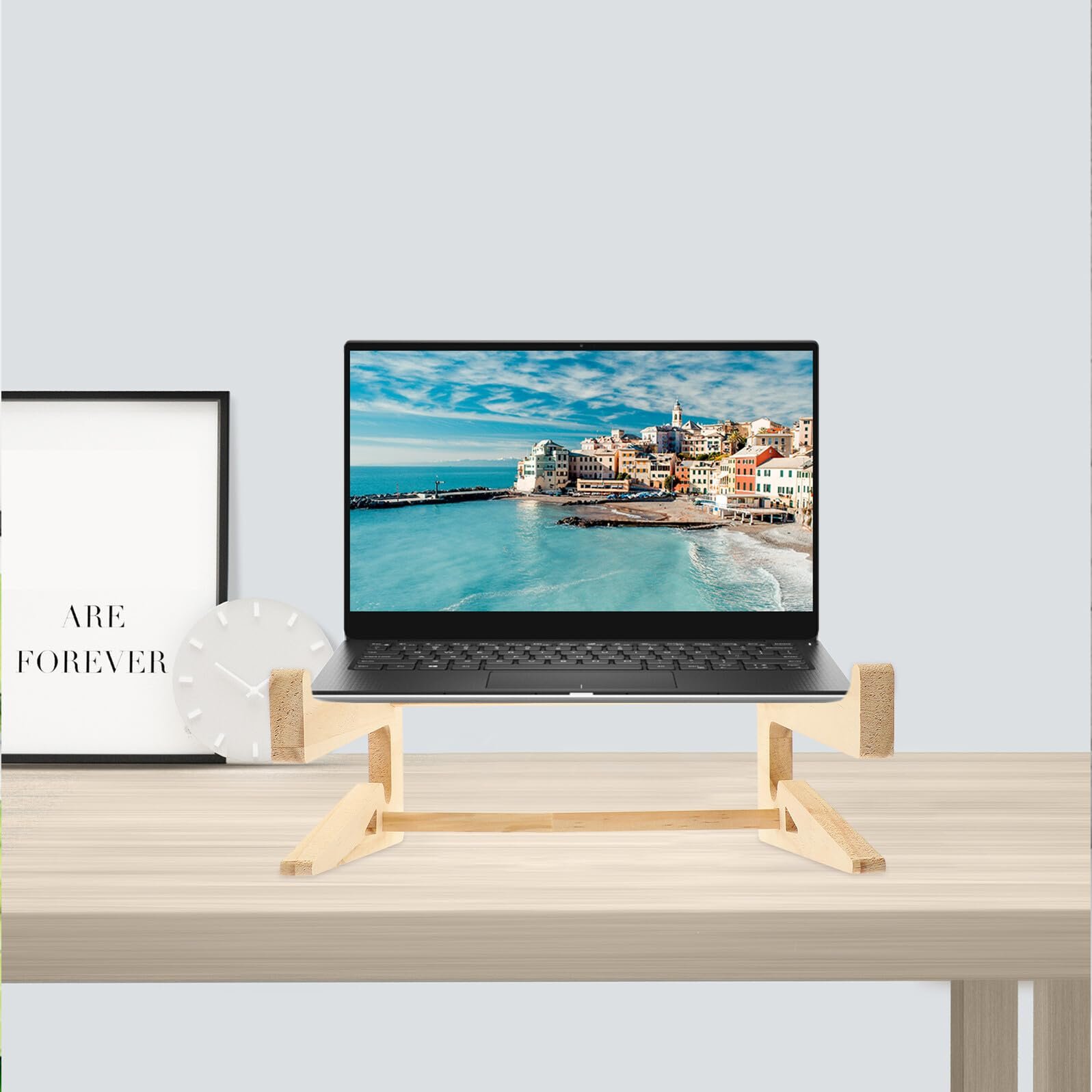 Подставка для ноутбука Homoyoyo Деревянная, вертикальная подставка для устройств, прочная подставка-подъемник с улучшенным отводом тепла, эргономичная для офиса и дома, компактная, фото №5
