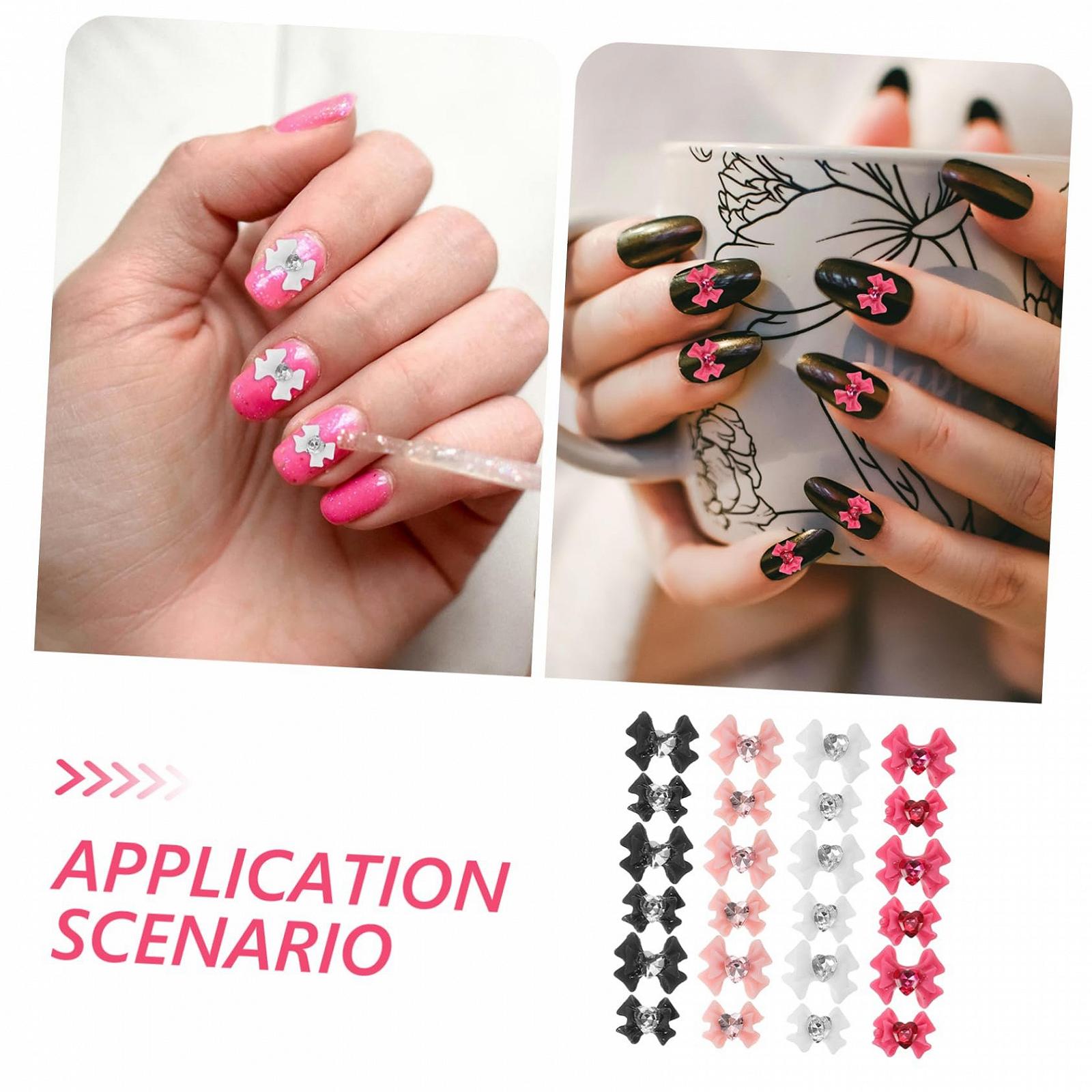 Украшения для ногтей FOMIYES, 40 листов, подвески для ногтей, стразы для ногтей, заклепки, бантики, хрустальные бантики, 3D аксессуары, фото №6