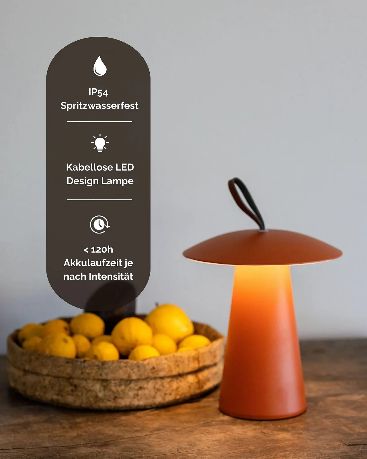 Настільна лампа LUUK Studio Rechargeable LED Dimmable Touch Mushroom Orange, фото №4